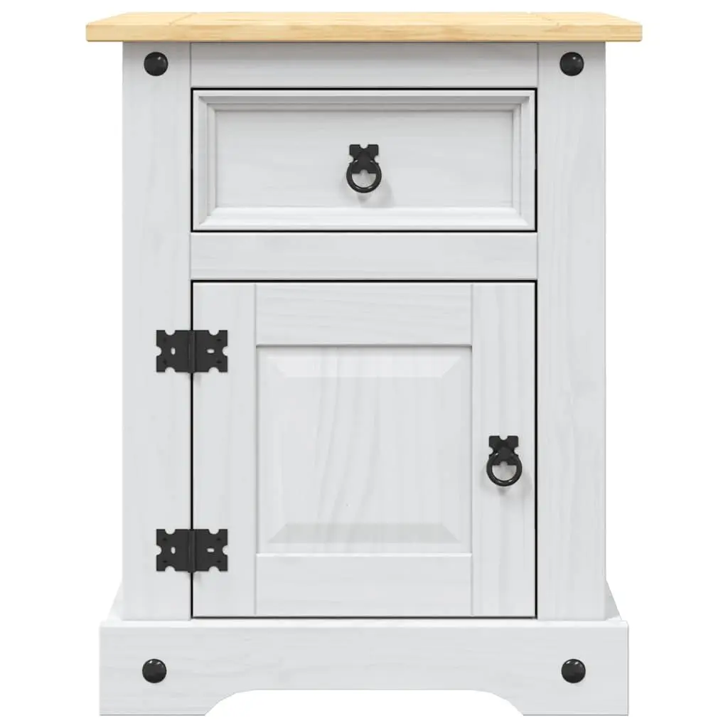 Bedside Cabinet Storage White Wooden Nightstand 53W x 39D x 67H cm Mexican Corona Style