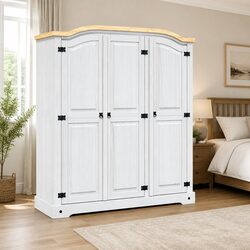 Durable 3-Door White Wooden Wardrobe for Value