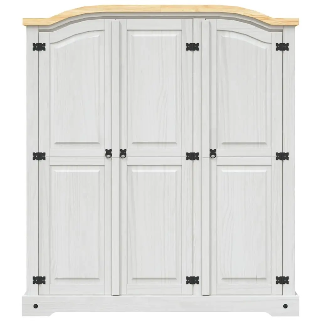 Wooden Wardrobe Storage Armoire 3-Door White Pine Cabinet Bedroom