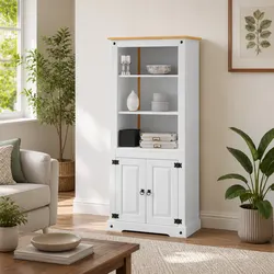 Dependable White Storage Cabinet with Rustic Charm