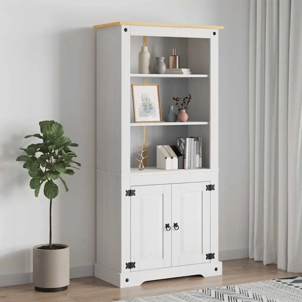 Storage Cabinet White Pine Cupboard Open Shelves Display Unit 80W x 40D x 170H cm