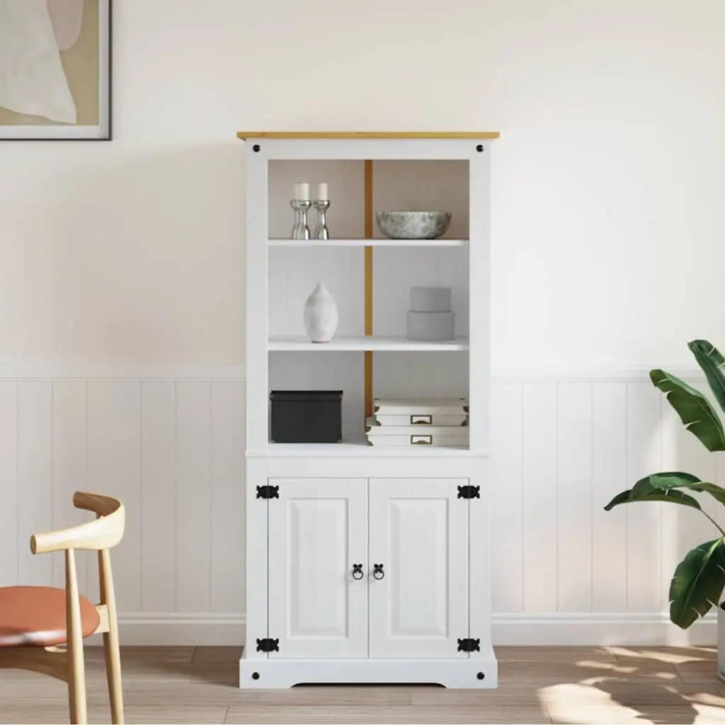 Storage Cabinet White Pine Cupboard Open Shelves Display Unit 80W x 40D x 170H cm