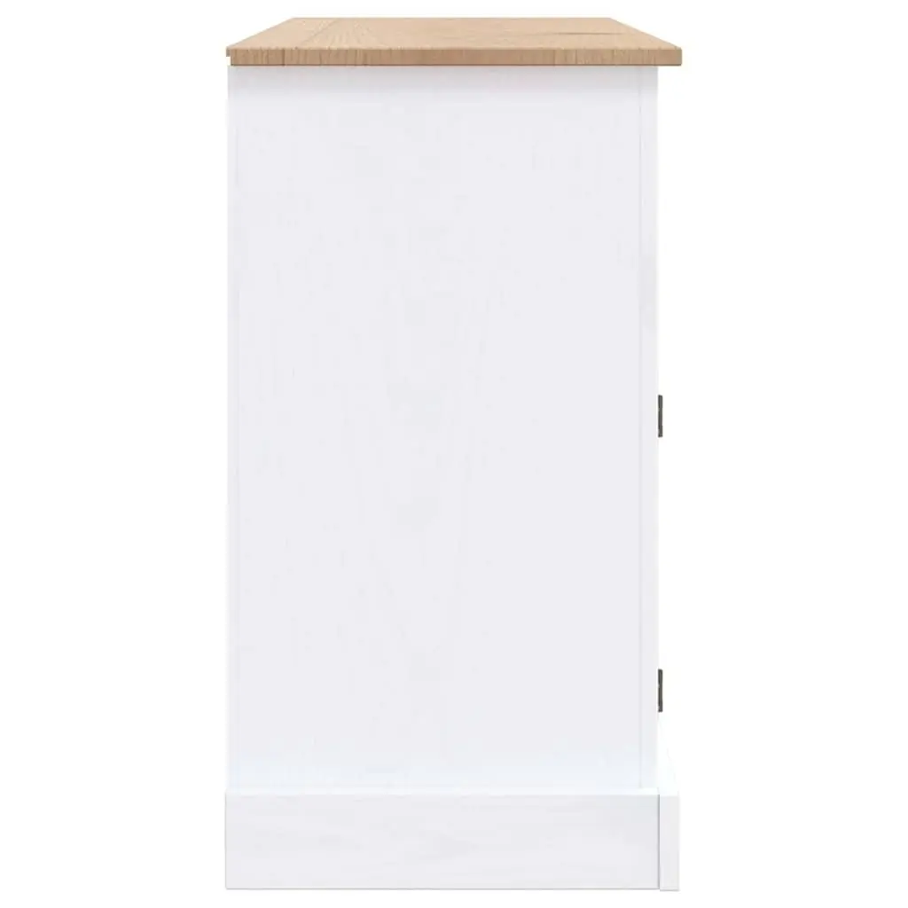 Sideboard Storage Cabinet 3 Doors Drawers White Solid Pinewood 132 x 43 x 78 cm