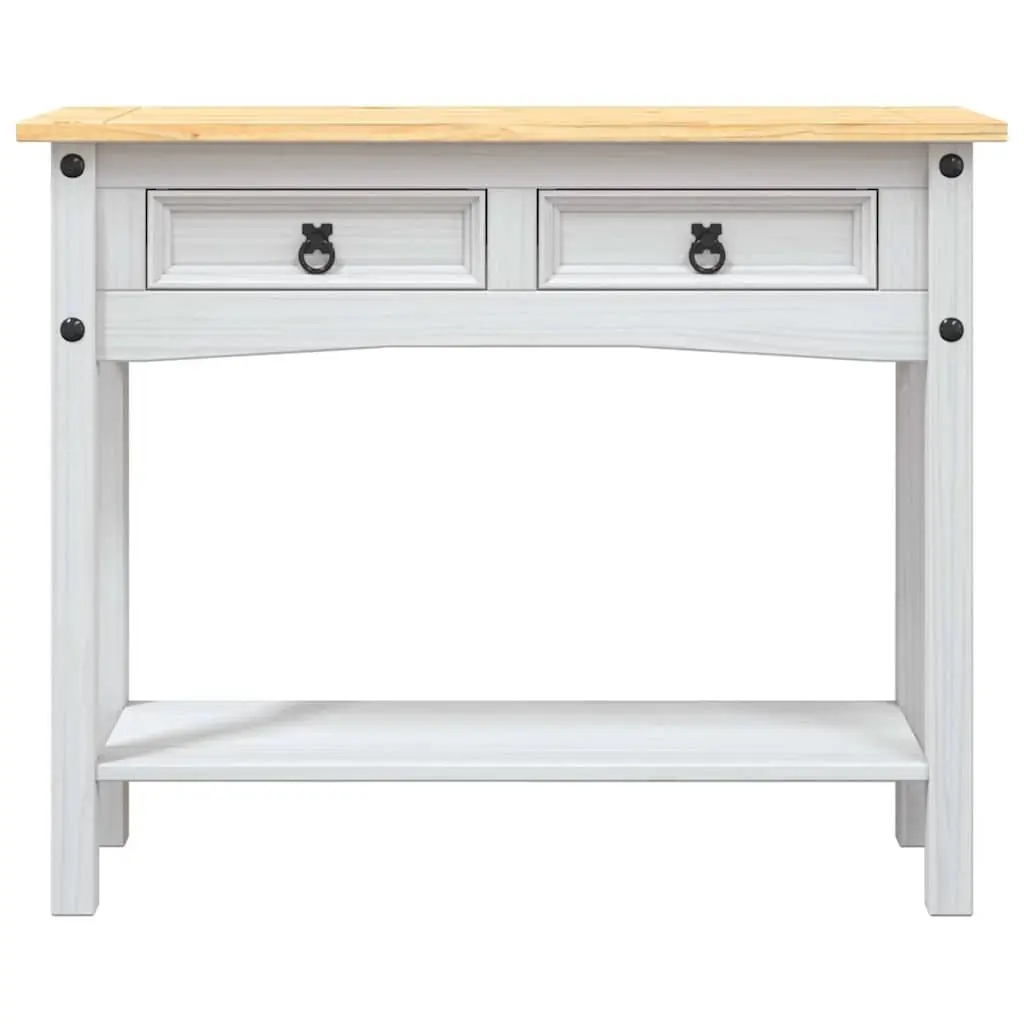 Console Table White Mexican Corona Style 2 Drawers 1 Shelf Storage