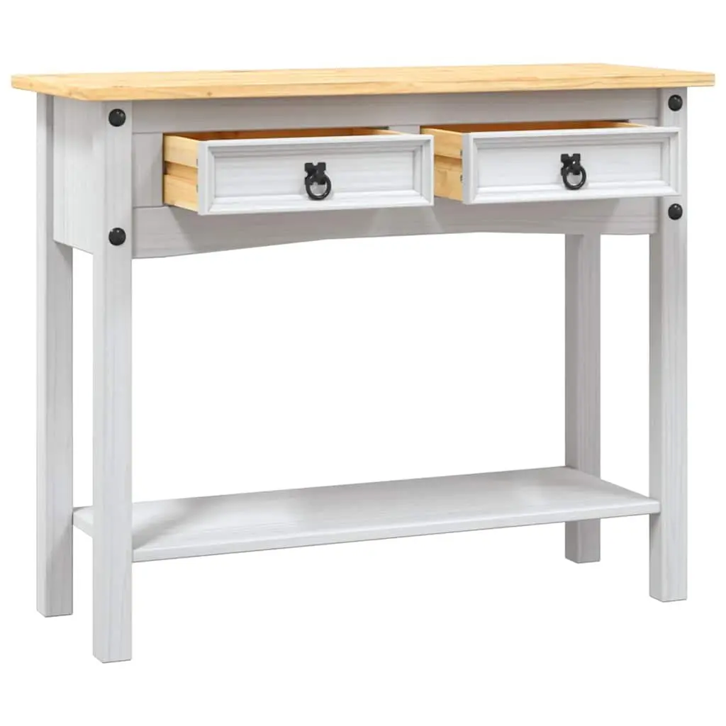 Console Table White Mexican Corona Style 2 Drawers 1 Shelf Storage
