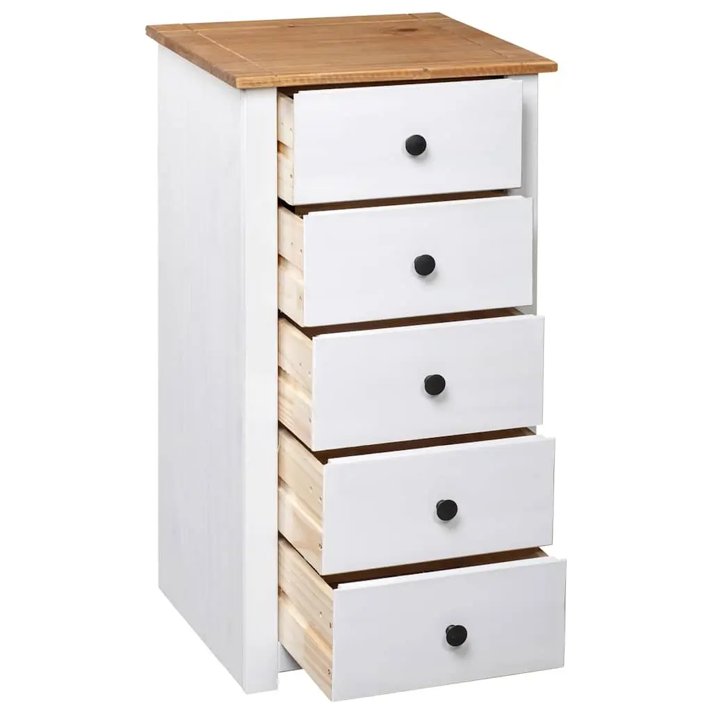 White 5 Drawer Pinewood Sideboard