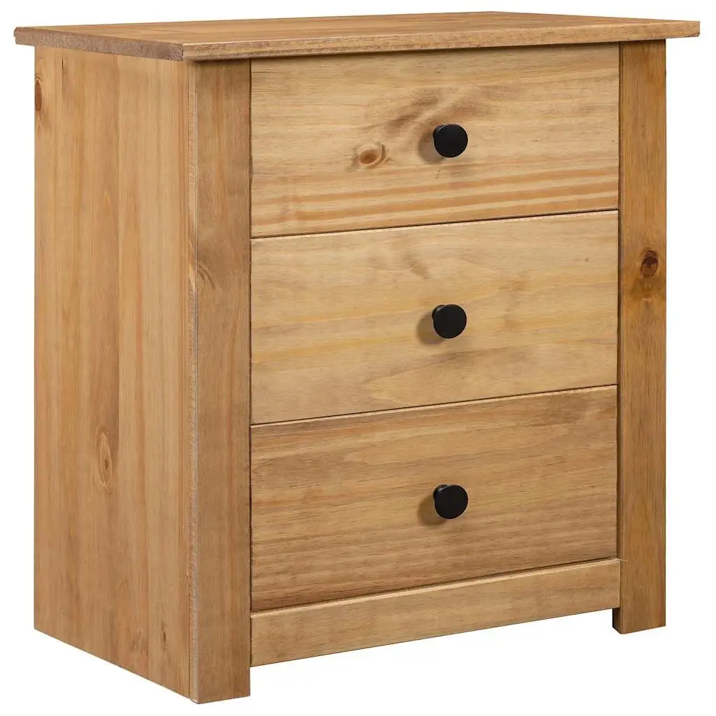 Bedside Table Nightstand Brown Wooden 3 Drawer Storage Chest Pine 46W x 40D x 57H cm