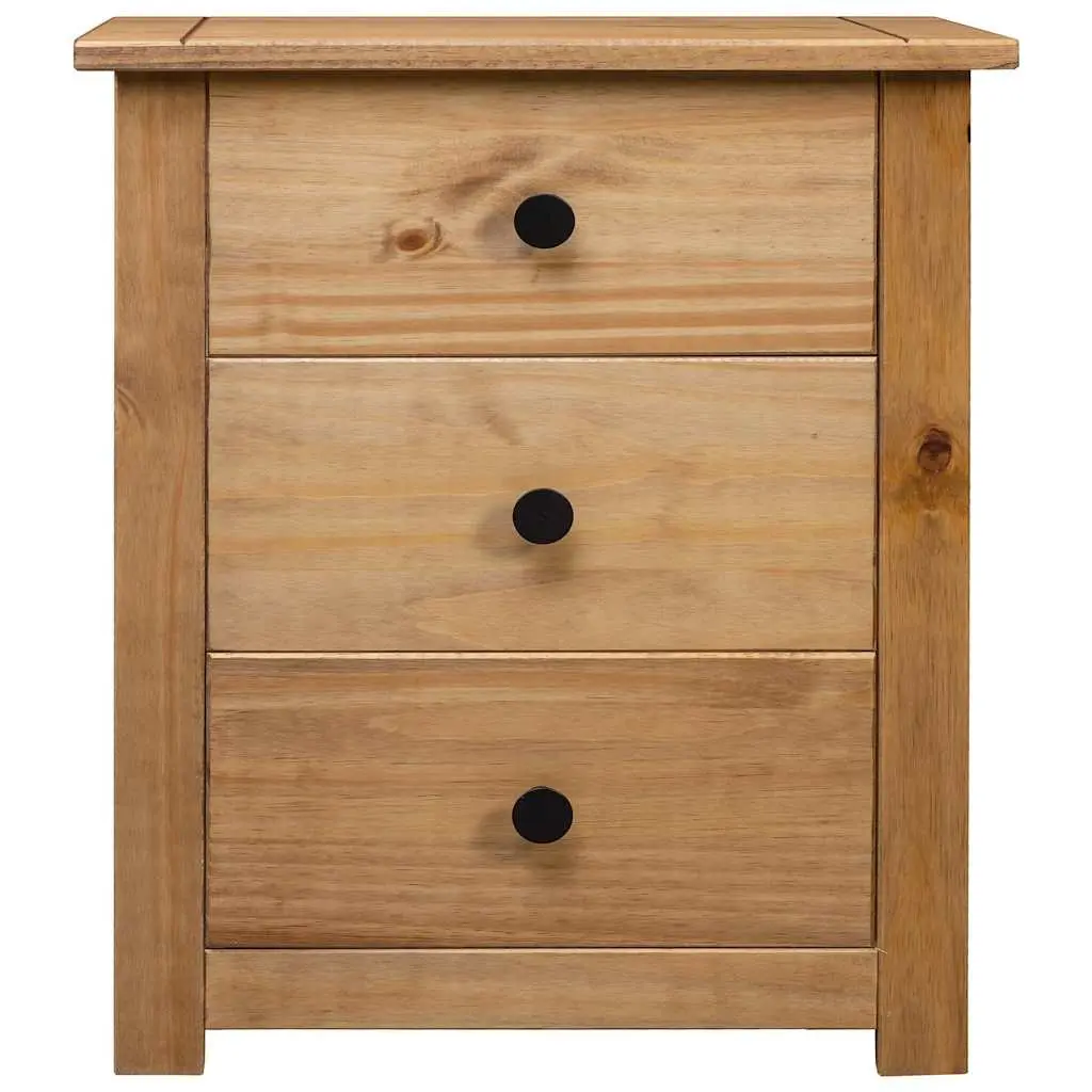 Bedside Table Nightstand Brown Wooden 3 Drawer Storage Chest Pine 46W x 40D x 57H cm