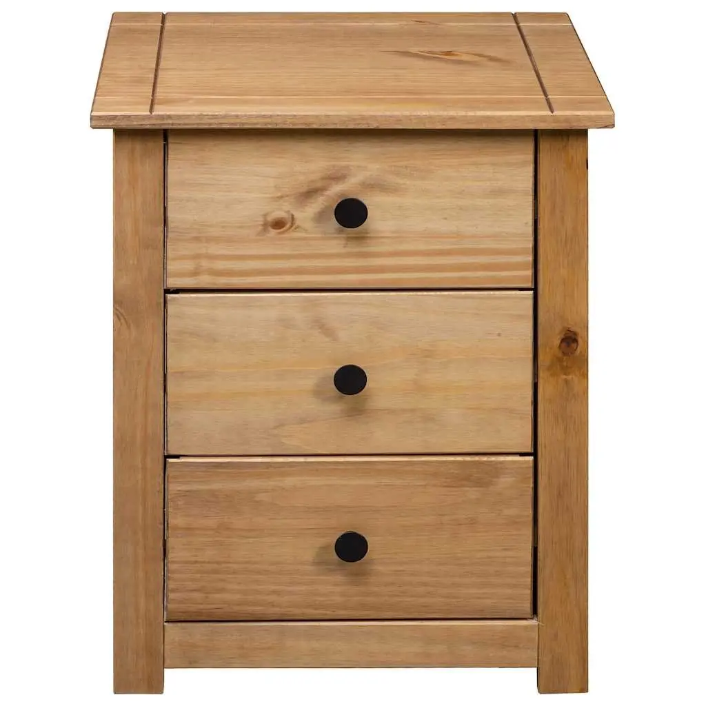 Bedside Table Nightstand Brown Wooden 3 Drawer Storage Chest Pine 46W x 40D x 57H cm