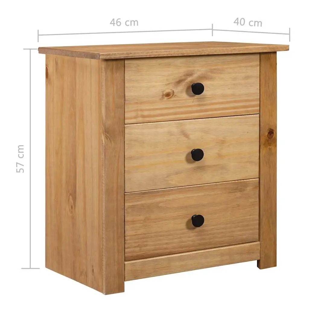 Bedside Table Nightstand Brown Wooden 3 Drawer Storage Chest Pine 46W x 40D x 57H cm