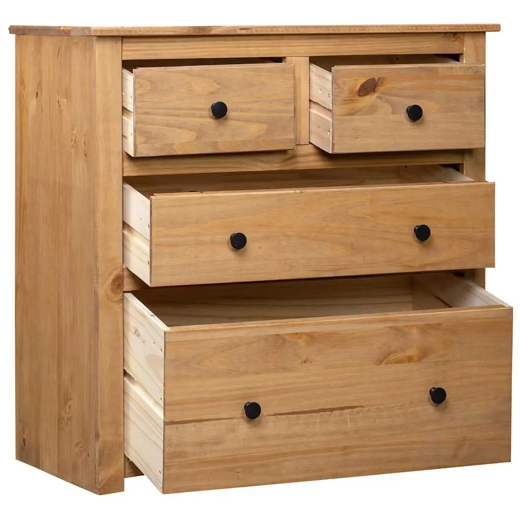 Sideboard Storage 80x40x83 cm 4 Drawer Brown Wooden Cabinet
