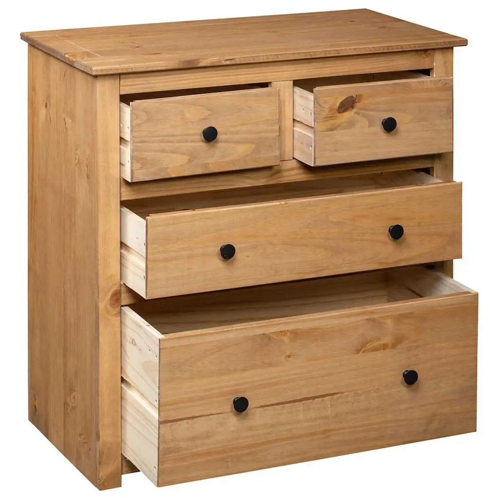 Sideboard Storage 80x40x83 cm 4 Drawer Brown Wooden Cabinet