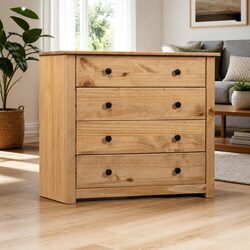 Brown Side Cabinet with 4 Drawers - Practical and Durable