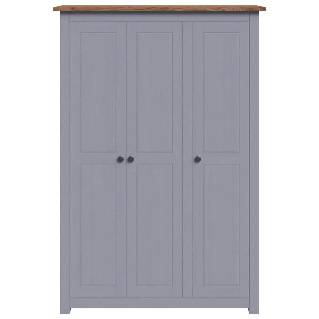 3-Door Wardrobe Storage Cabinet Grey 118W x 50D x 171.5H cm with Shelves Hanger Bar