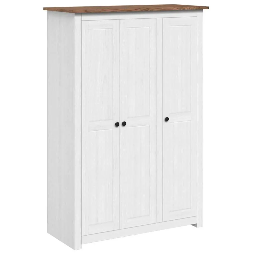 3-Door Wardrobe Storage Cabinet Bedroom Furniture 118 x 50 x 171.5 cm White Pine Shelves
