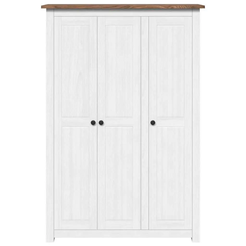 3-Door Wardrobe Storage Cabinet Bedroom Furniture 118 x 50 x 171.5 cm White Pine Shelves