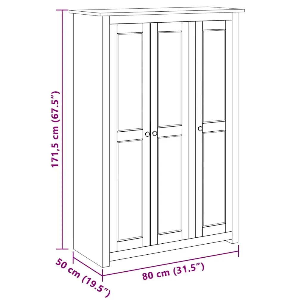 3-Door Wardrobe Storage Cabinet Bedroom Furniture 118 x 50 x 171.5 cm White Pine Shelves