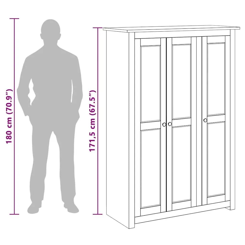 3-Door Wardrobe Storage Cabinet Bedroom Furniture 118 x 50 x 171.5 cm White Pine Shelves