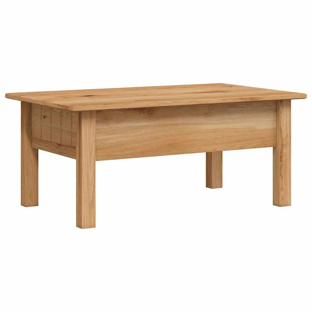 Solid Pine Wood Coffee Table with Drawer Brown Accent Furniture Living Room