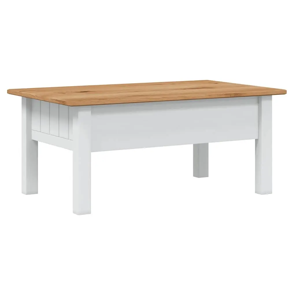 Coffee Table White Solid Pine Wood Drawer Storage Accent Living Room Furniture