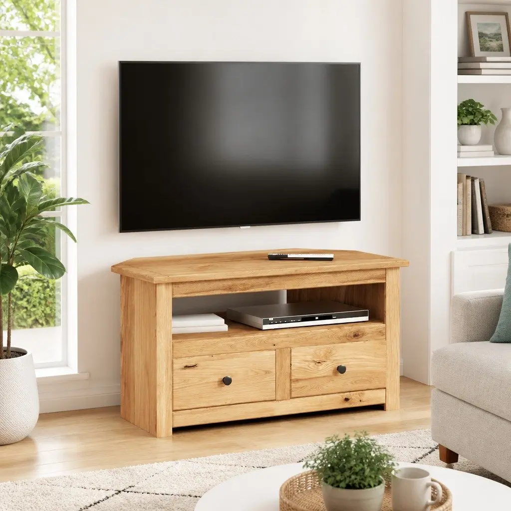 Corner TV Cabinet 93x49x49cm in Solid Pinewood