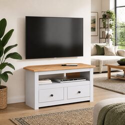 White Corner TV Cabinet with Practical Storage Solutions