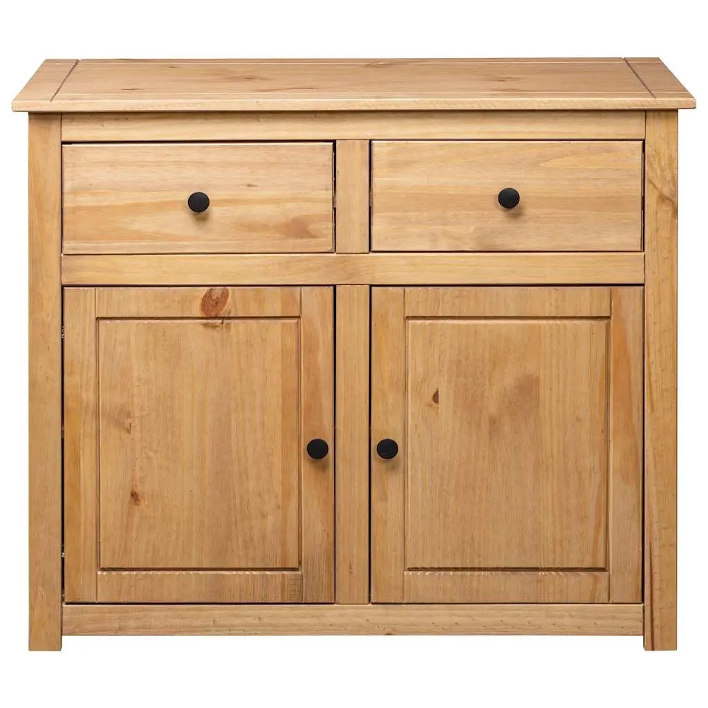 Solid Pinewood Sideboard 93x40x80 cm Brown Storage Cabinet 2 Drawers 2 Doors