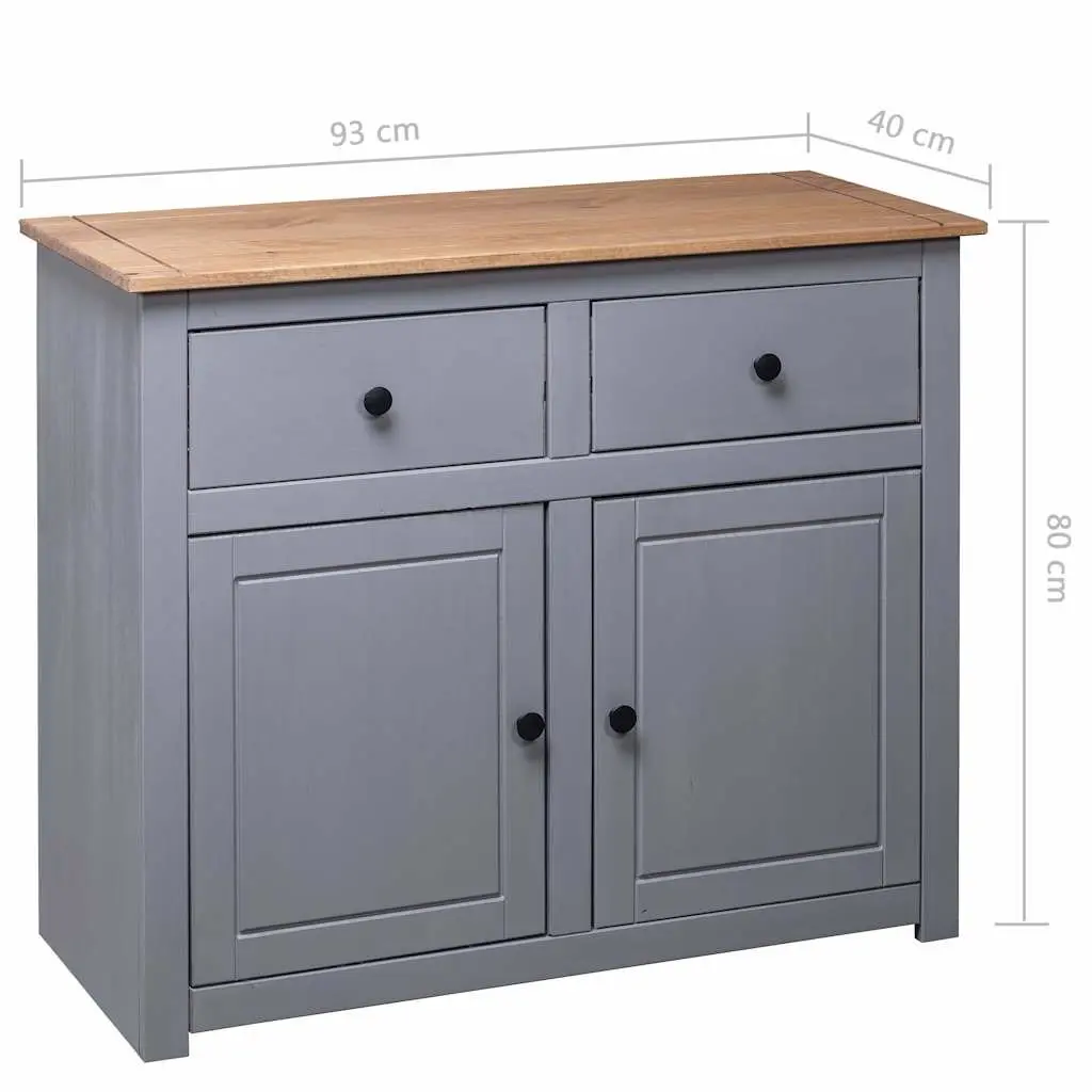 Grey Solid Pinewood Sideboard with Ample Storage