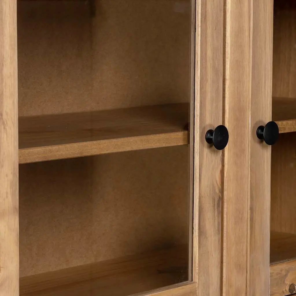 Solid Pine Highboard 93x40.5x180 cm Brown Storage Cabinet Rustic Design
