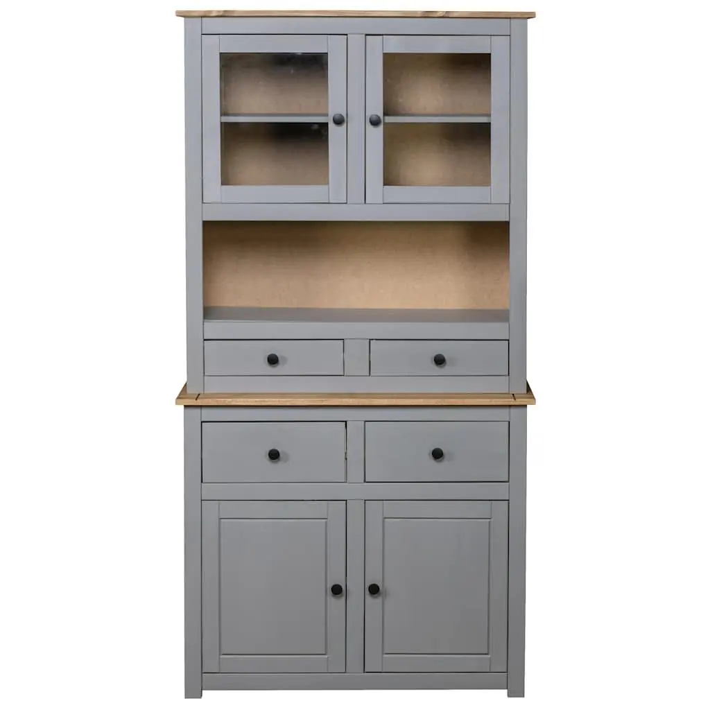 Storage Cabinet Highboard Grey Solid Pine Wood 93x40.5x180cm