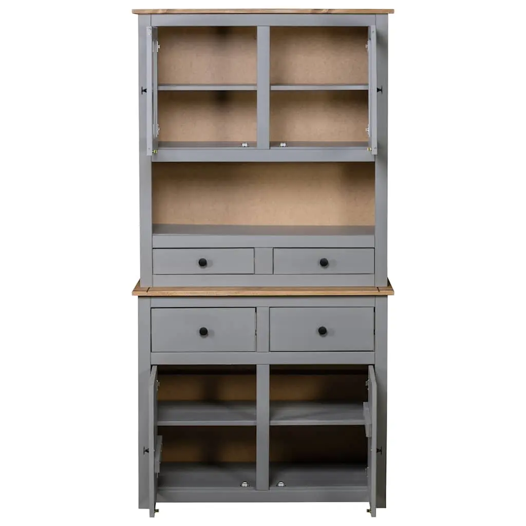 Storage Cabinet Highboard Grey Solid Pine Wood 93x40.5x180cm