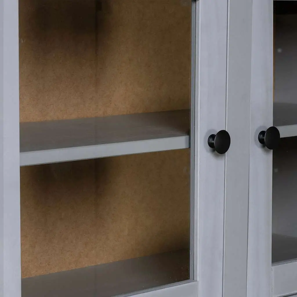 Storage Cabinet Highboard Grey Solid Pine Wood 93x40.5x180cm