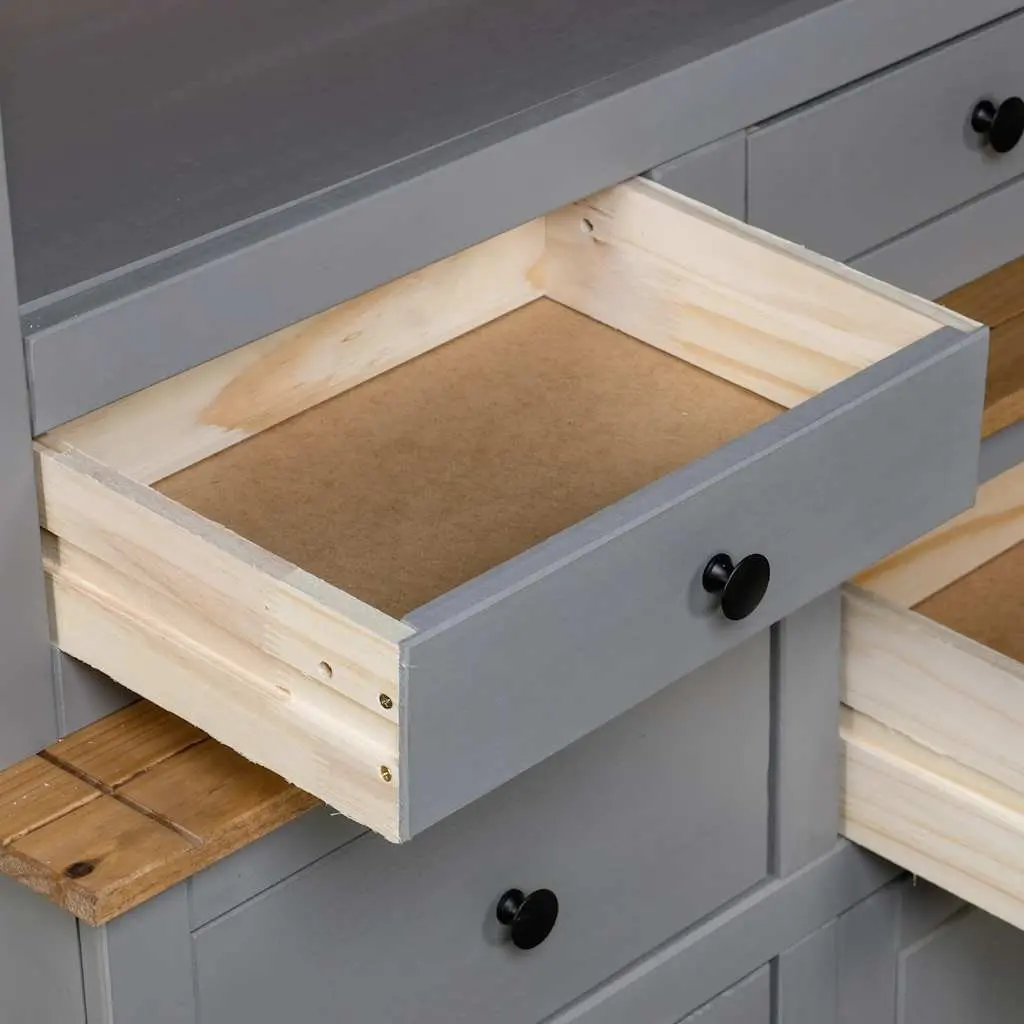Storage Cabinet Highboard Grey Solid Pine Wood 93x40.5x180cm