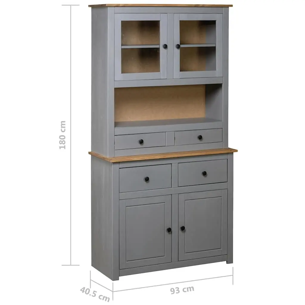 Storage Cabinet Highboard Grey Solid Pine Wood 93x40.5x180cm