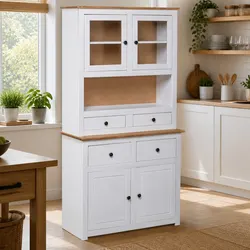 Reliable Solid Pine Storage Cabinet Highboard in White