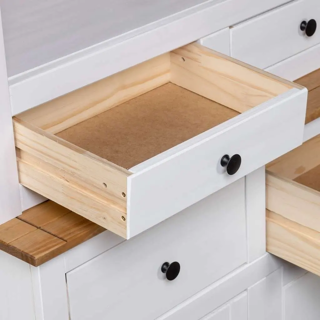 Storage Cabinet Highboard White 93x40.5x180cm Solid Pine Wood