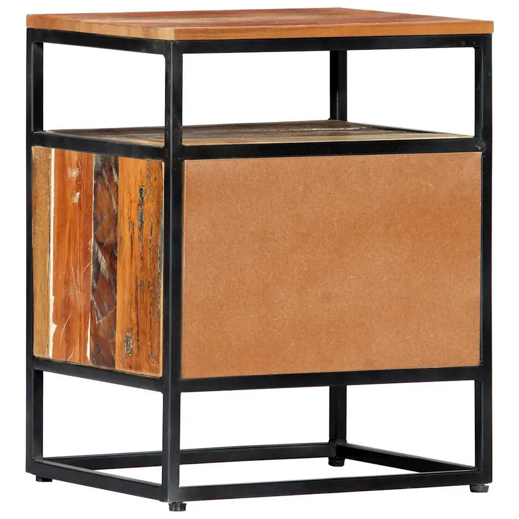 Bedside Cabinet Solid Reclaimed Wood Nightstand 40x30x50cm Brown Steel Frame