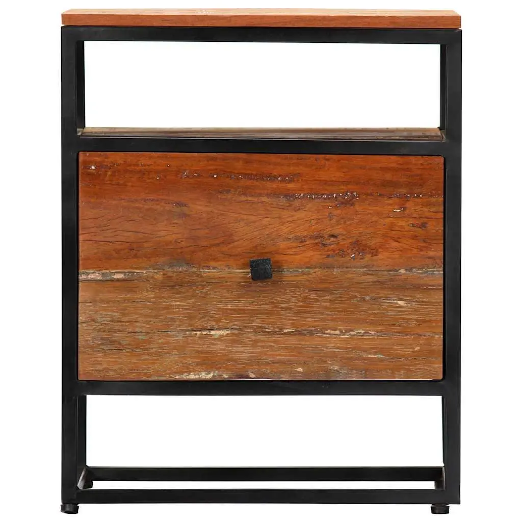 Bedside Cabinet Solid Reclaimed Wood Nightstand 40x30x50cm Brown Steel Frame