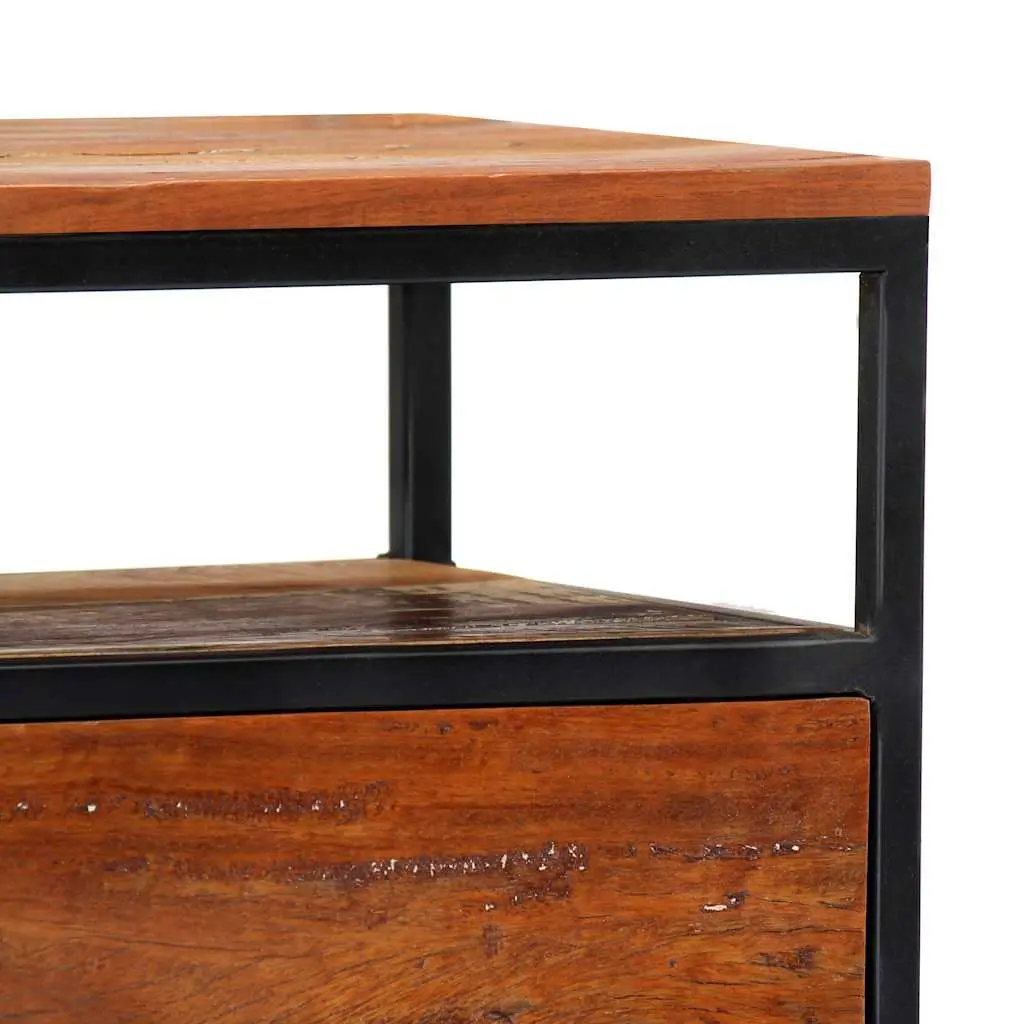 Bedside Cabinet Solid Reclaimed Wood Nightstand 40x30x50cm Brown Steel Frame