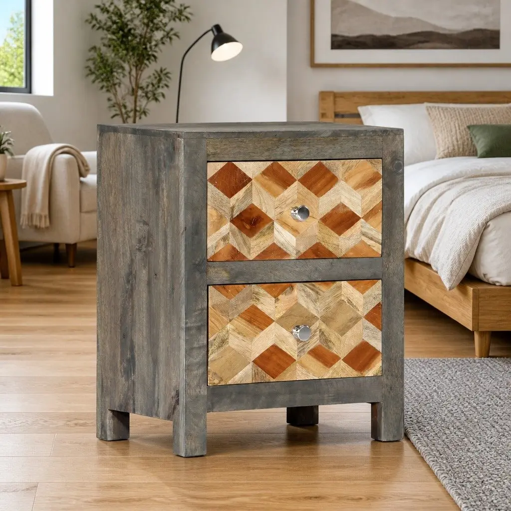 Grey Bedside Cabinet with Ample Storage