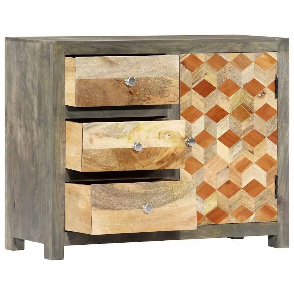 Solid Mango Wood Side Cabinet with Ample Storage