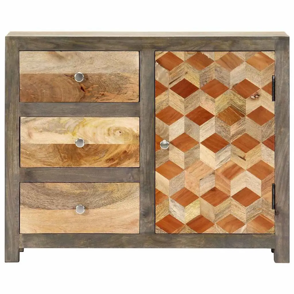Solid Mango Wood Side Cabinet with Ample Storage