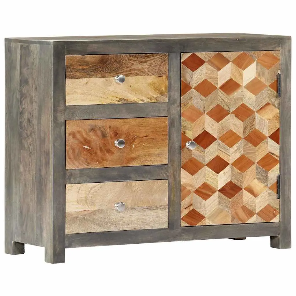 Solid Mango Wood Side Cabinet with Ample Storage