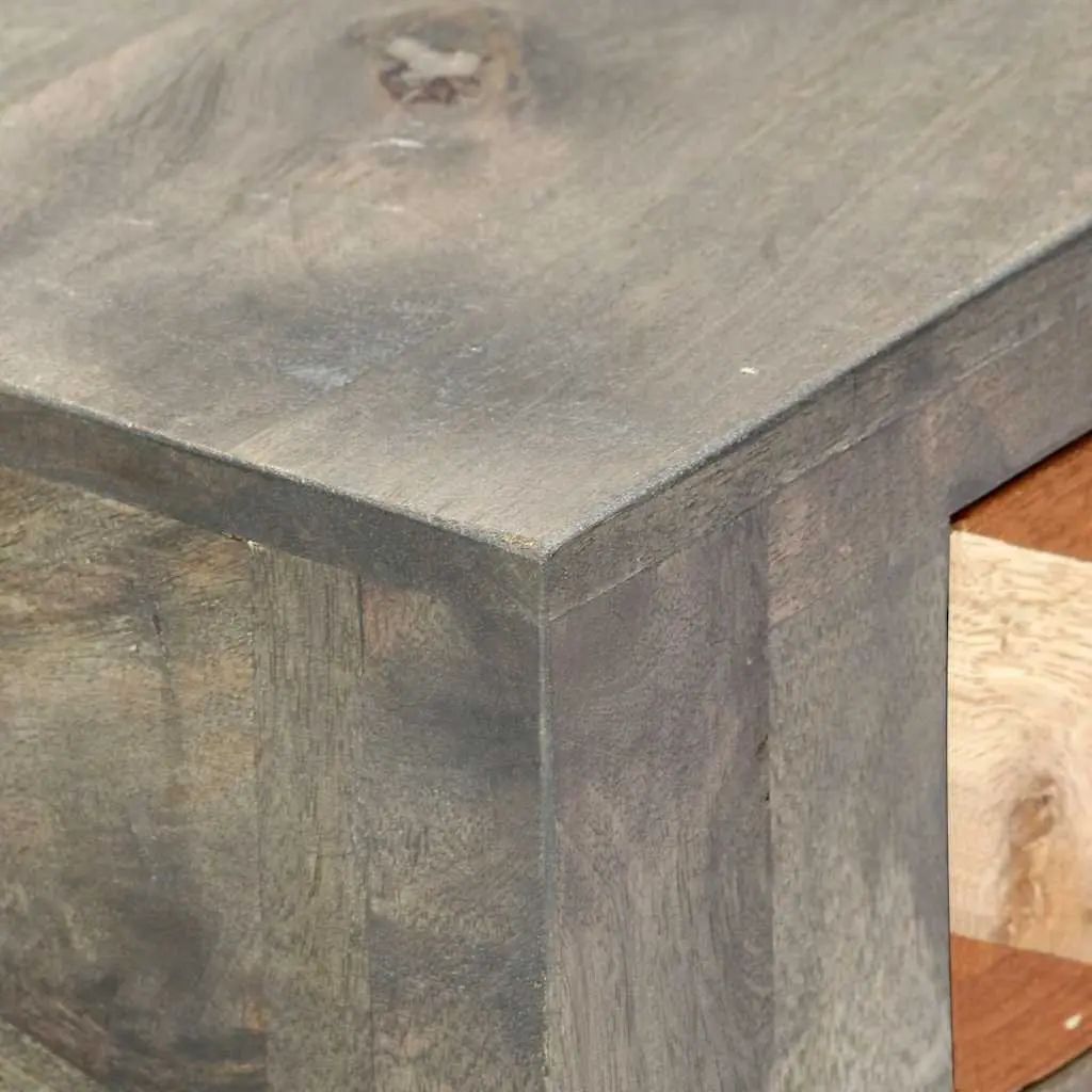 Console Table Grey 86x30x76cm Solid Mango Wood with Shelf and Drawers