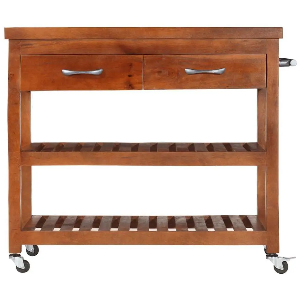 Acacia Wood Kitchen Cart Storage Trolley 100x48x89cm Brown Mobile Serving Table