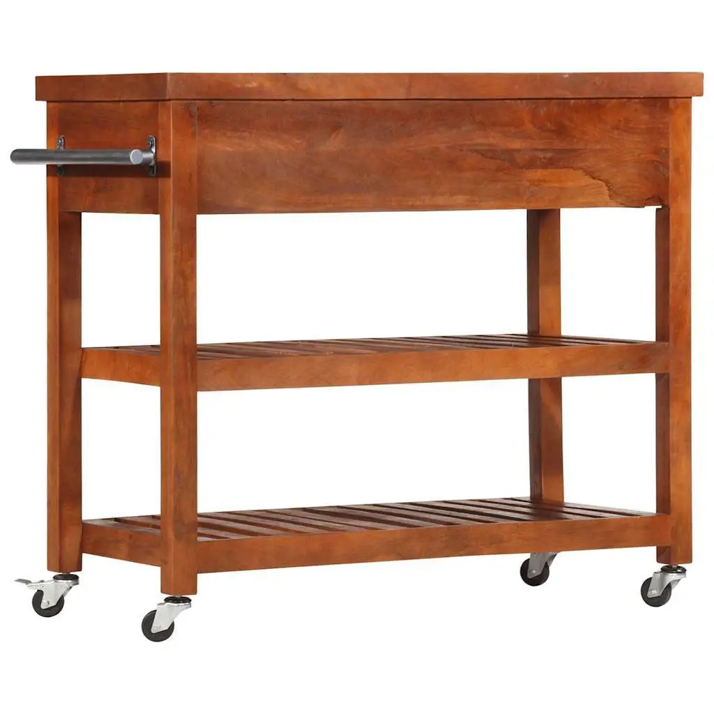 Acacia Wood Kitchen Cart Storage Trolley 100x48x89cm Brown Mobile Serving Table