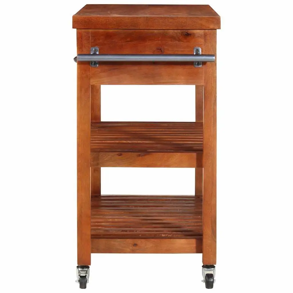 Acacia Wood Kitchen Cart Storage Trolley 100x48x89cm Brown Mobile Serving Table