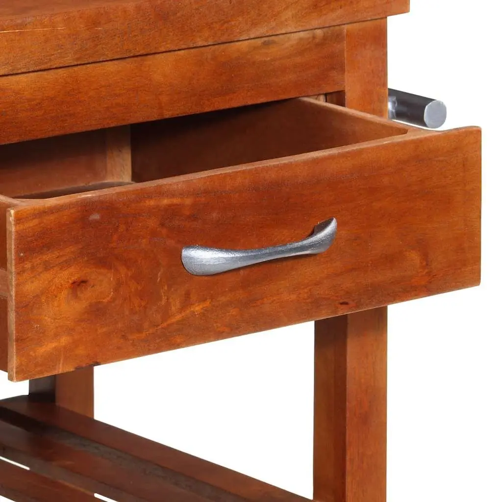Acacia Wood Kitchen Cart Storage Trolley 100x48x89cm Brown Mobile Serving Table