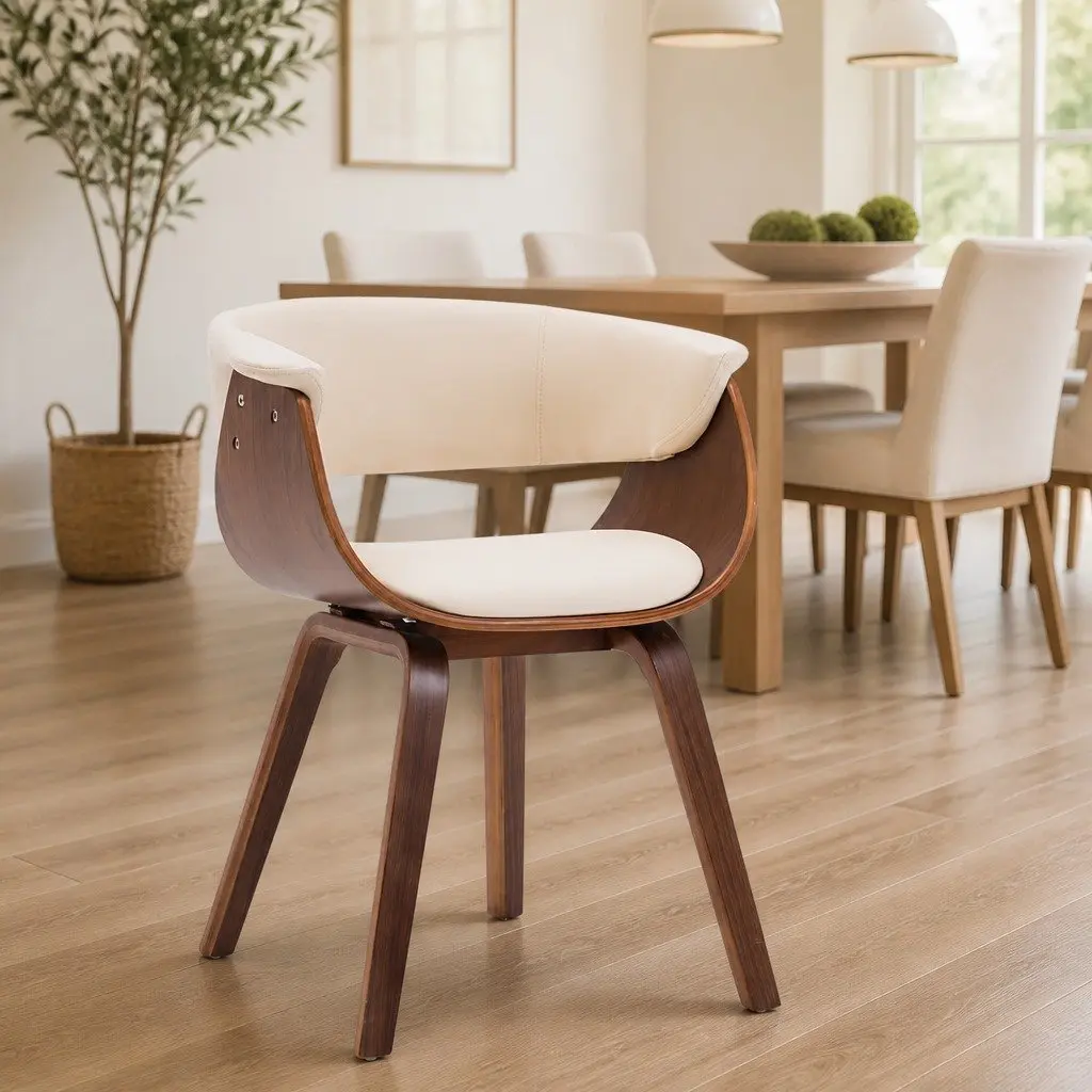 Cream Faux Leather Dining Chair