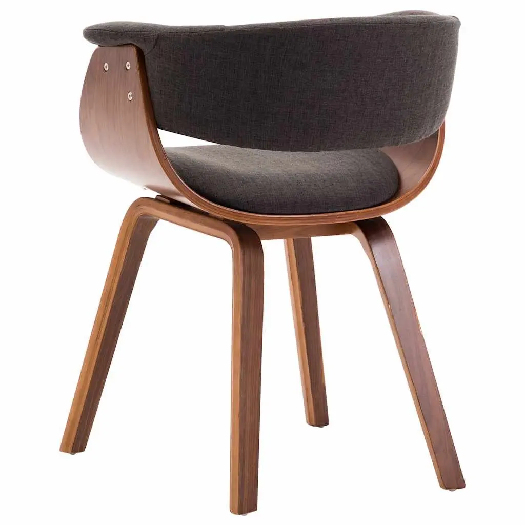 Dining Chair Grey Bent Wood Frame Fabric Upholstered Kitchen Seating Ergonomic